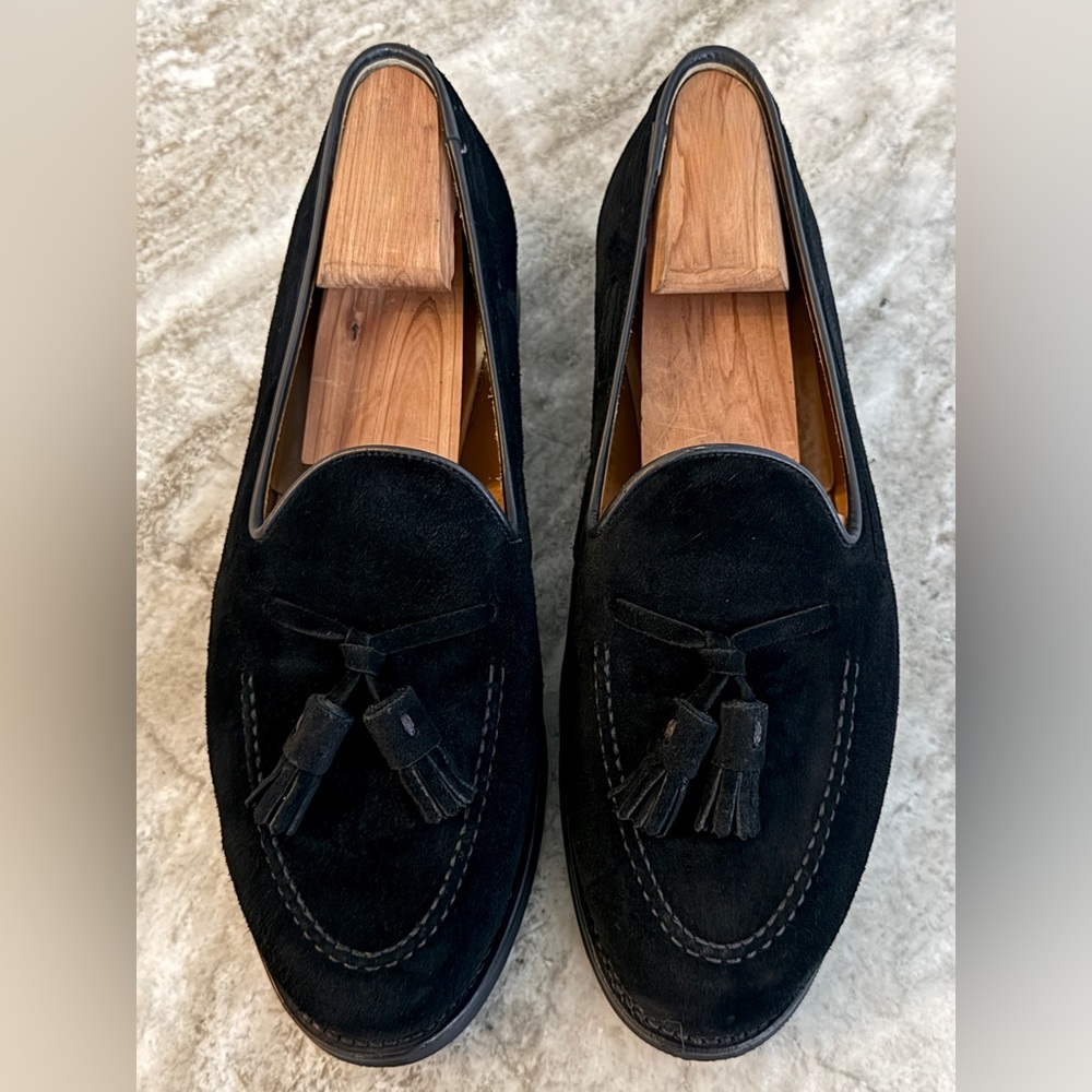 MORJAS Suede Tassel Loafer Black US 7.5 Moccasin Rubber Sole $400